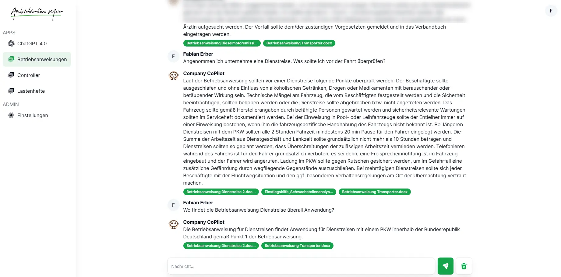 Private GPT Anwendungsbeispiel für Unternehmen
